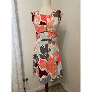 Title Nine Womens Abstract Floral Fit & Flare Dress Activewear Size S A-Line